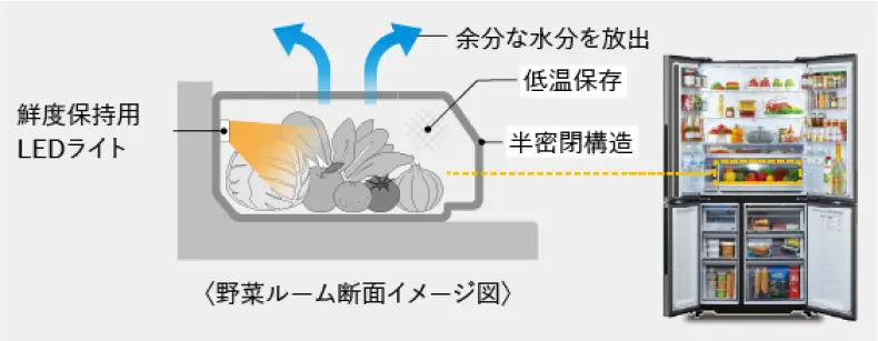 鮮度保持用LEDライト_イメージ図